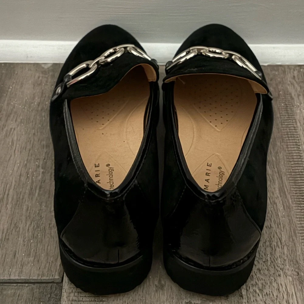 Alex Marie Black Loafers with Silver Chain Detail - Picture 4 of 5
